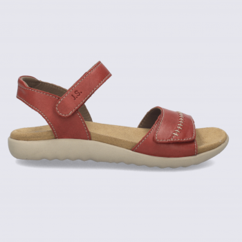 Sandales Josef Seibel, sandale femme à scratch en cuir rouge