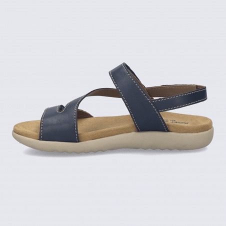 Sandales Josef Seibel, sandale femme à scratch en cuir indigo