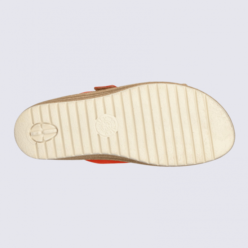 Mules Mobils, Mules confortables femme en cuir nubuck mandarine