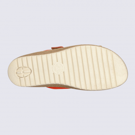 Mules Mobils, Mules confortables femme en cuir nubuck mandarine