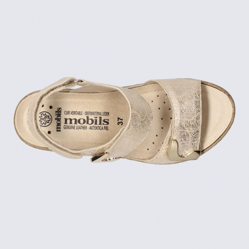 Nu pieds Mobils, Nu pieds confortables femme en cuir sable