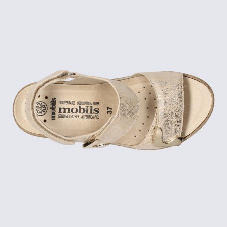 Nu pieds Mobils, Nu pieds confortables femme en cuir sable