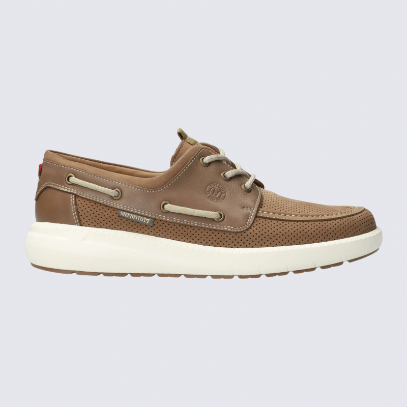 Baskets Mephisto, baskets confortables homme en cuir taupe