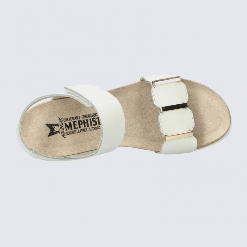 Sandales compensées Mephisto, Sandales chic et élégantes pour femme en cuir blanc