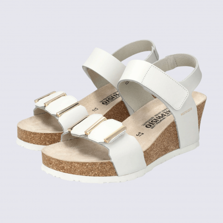 Sandales compensées Mephisto, Sandales chic et élégantes pour femme en cuir blanc