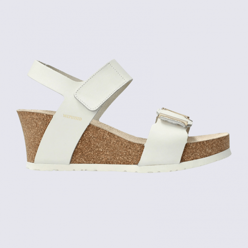 Sandales compensées Mephisto, Sandales chic et élégantes pour femme en cuir blanc
