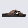 Mules Mephisto, mules ouvertes confortables homme en cuir marron foncé