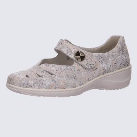 Ballerines Waldlaufer, ballerines à bride velcro femme en cuir pierre