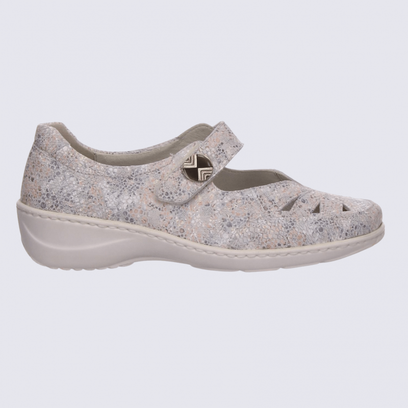 Ballerines Waldlaufer, ballerines à bride velcro femme en cuir pierre