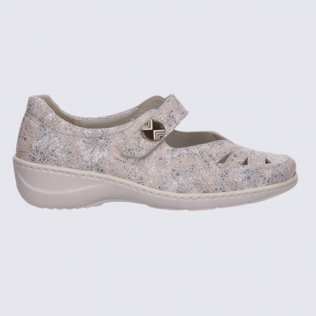 Ballerines Waldlaufer, ballerines à bride velcro femme en cuir pierre