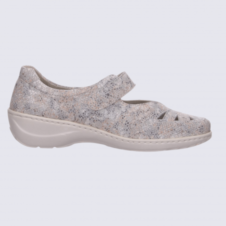 Ballerines Waldlaufer, ballerines à bride velcro femme en cuir pierre