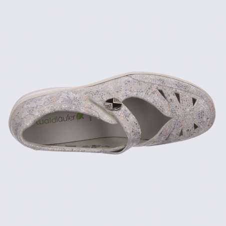Ballerines Waldlaufer, ballerines à bride velcro femme en cuir pierre