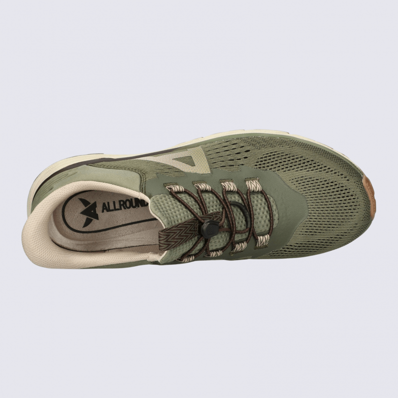 Baskets Allrounder, baskets sportive et confortable homme en textile vert olive