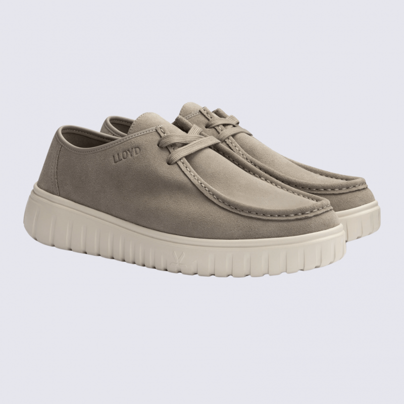 Baskets Lloyd, sneaker tendances homme en cuir velours gris