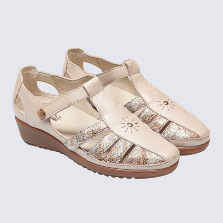 Chaussures ouverte Arima, chaussures confort et parfait pour l'ete femme en cuir nude