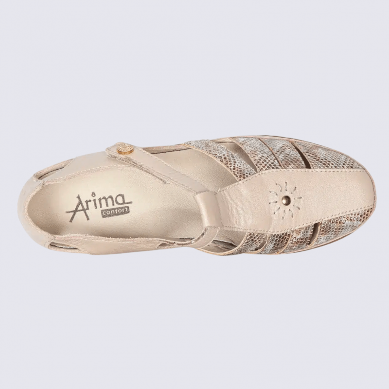 Chaussures ouverte Arima, chaussures confort et parfait pour l'ete femme en cuir nude