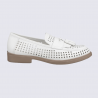 Mocassins Ecco, mocassins élégants et confortable femme en cuir lisse perforé blanc