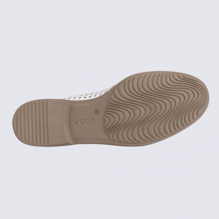 Mocassins Ecco, mocassins élégants et confortable femme en cuir lisse perforé blanc