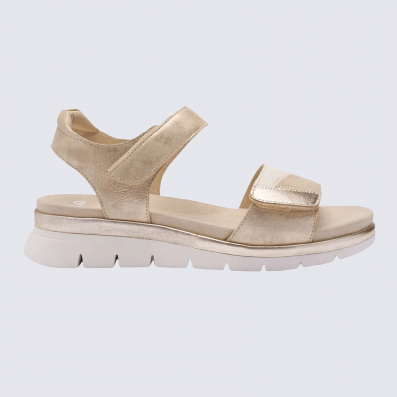 Sandale ARA, sandale compensée femme en cuir sable crème
