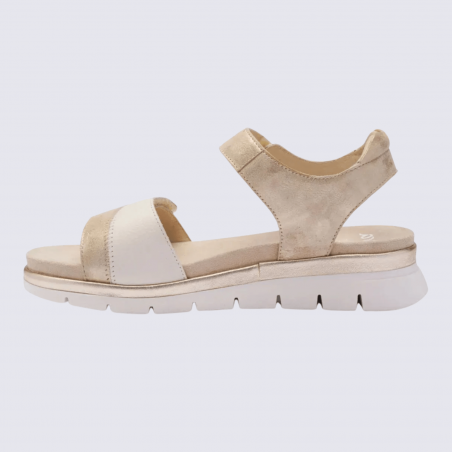 Sandale ARA, sandale compensée femme en cuir sable crème
