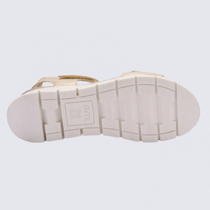 Sandale ARA, sandale compensée femme en cuir sable crème