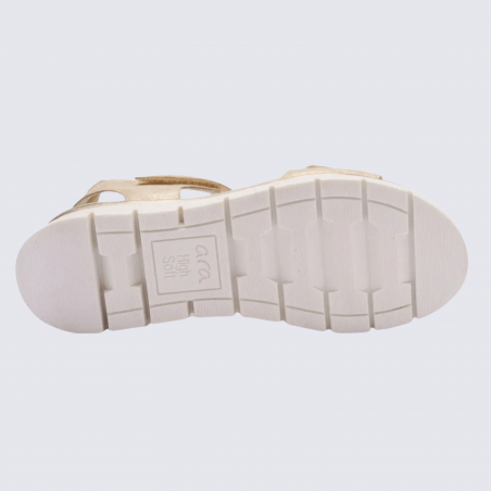 Sandale ARA, sandale compensée femme en cuir sable crème