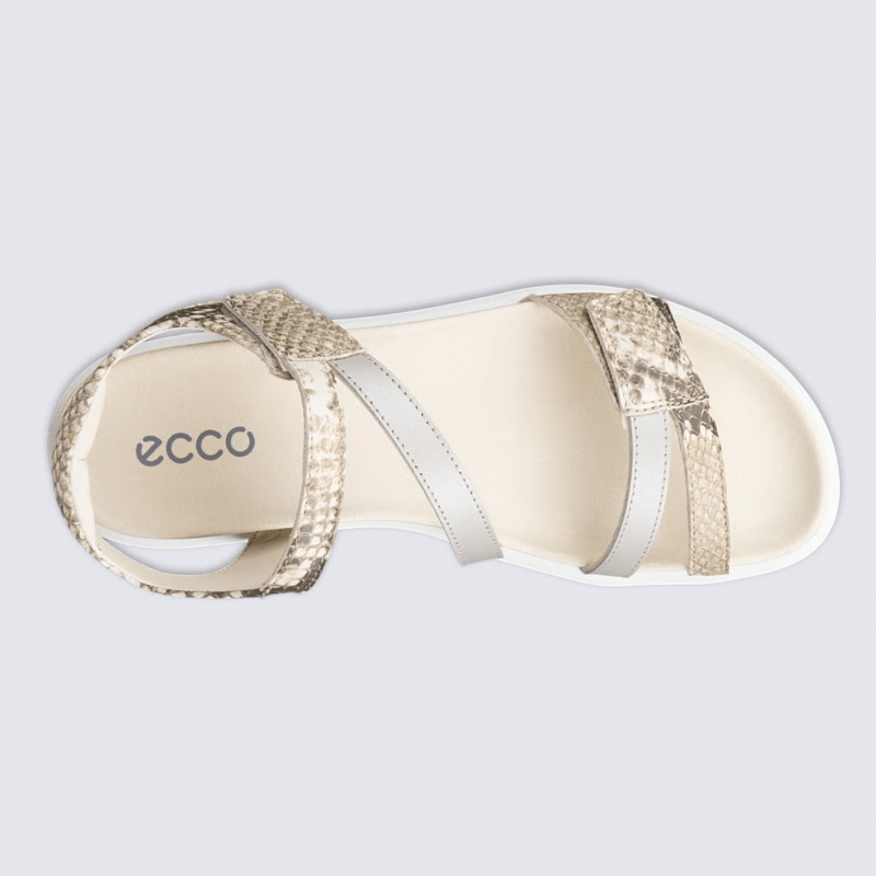 Sandales Ecco, sandales plates femme en cuir python
