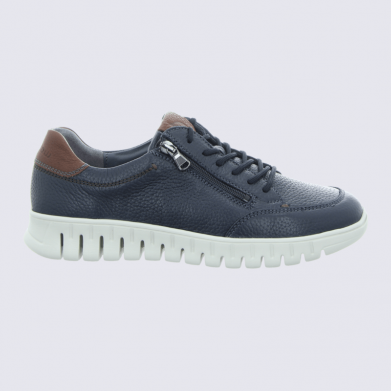 Chaussures Waldlaufer, chaussures confortables à lacets homme en cuir marine
