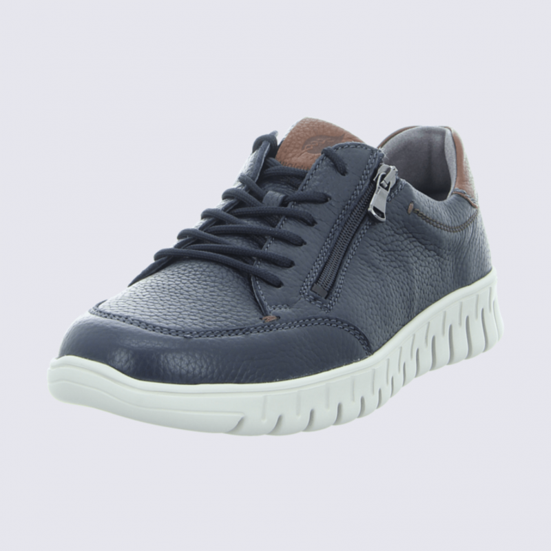 Chaussures Waldlaufer, chaussures confortables à lacets homme en cuir marine