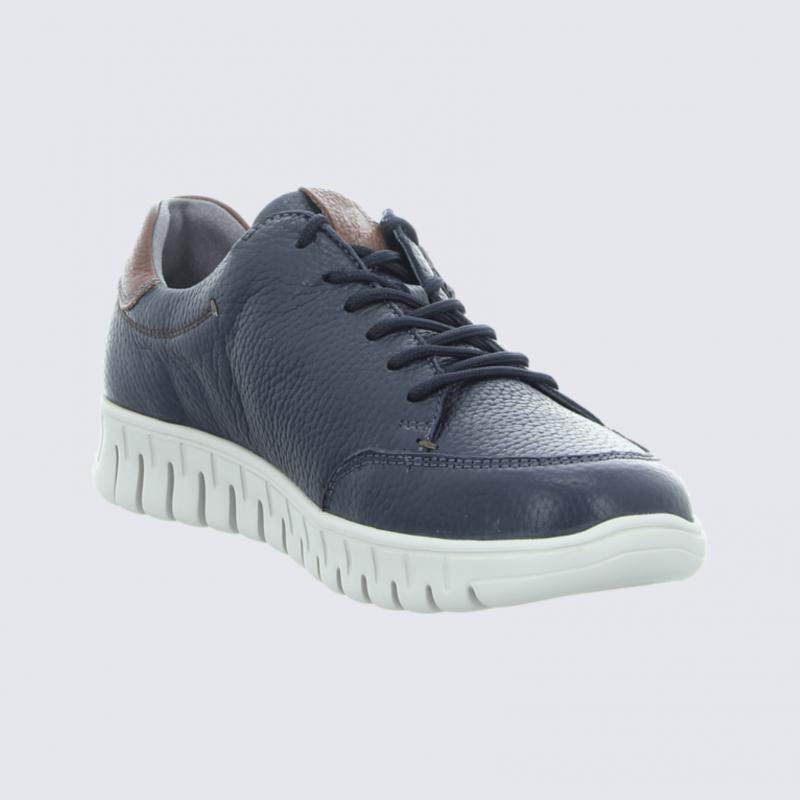 Chaussures Waldlaufer, chaussures confortables à lacets homme en cuir marine
