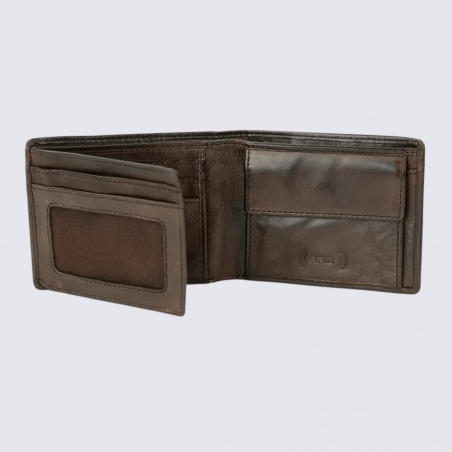 Portefeuille Bear, portefeuilles unisexe en cuir brun