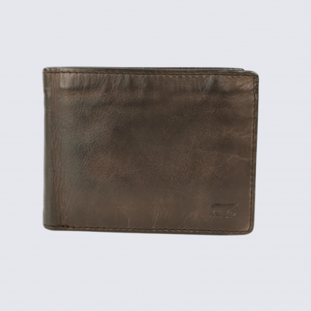 Portefeuille Bear, portefeuilles unisexe en cuir brun