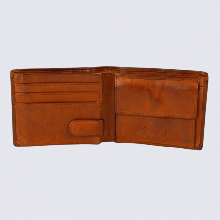 Portefeuille Bear, portefeuilles unisexe en cuir cognac