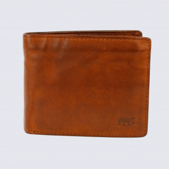 Portefeuille Bear, portefeuilles unisexe en cuir cognac
