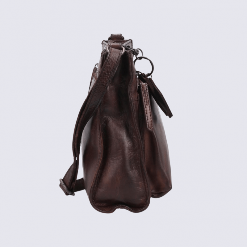 Sac à bandoulière Bear, sac bandoulière unisexe en cuir brun