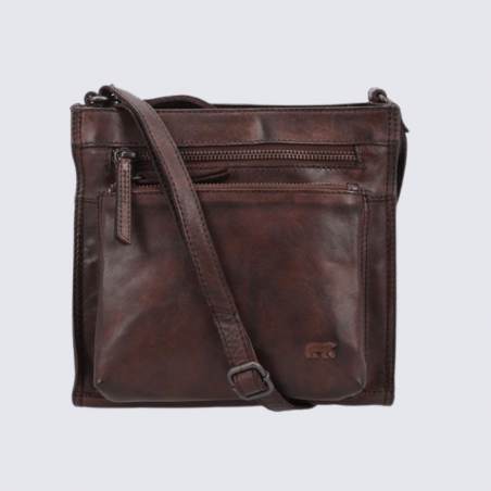 Sac à bandoulière Bear, sac bandoulière unisexe en cuir brun