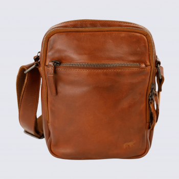 Sac à bandoulière Bear Renny, sac bandoulière unisexe en cuir cognac