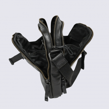 Sac à bandoulière Bear Renny, sac bandoulière unisexe en cuir noir