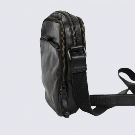 Sac à bandoulière Bear Renny, sac bandoulière unisexe en cuir noir