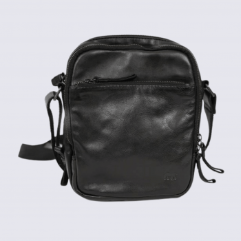 Sac à bandoulière Bear Renny, sac bandoulière unisexe en cuir noir