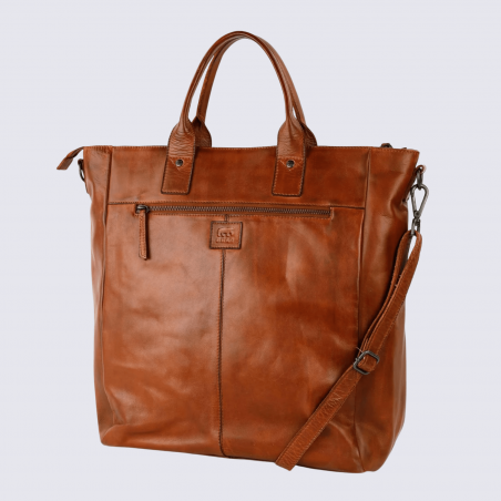 Bear, sac Vera unisexe en cuir cognac