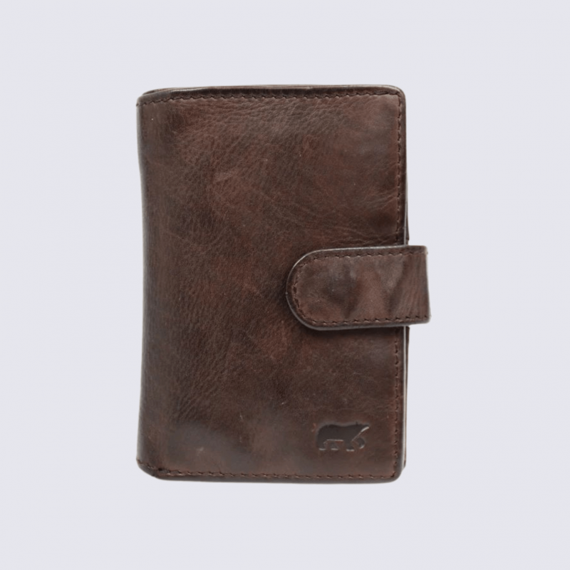 Mini portefeuille Bear, mini portefeuilles intelligent en cuir brun