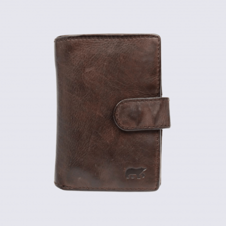 Mini portefeuille Bear, mini portefeuilles intelligent en cuir brun