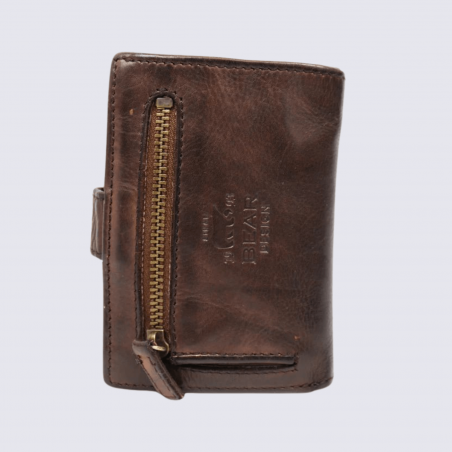 Mini portefeuille Bear, mini portefeuilles intelligent en cuir brun