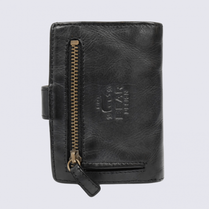 Mini portefeuille Bear, mini portefeuilles intelligent en cuir noir