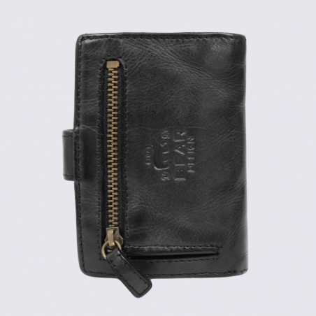 Mini portefeuille Bear, mini portefeuilles intelligent en cuir noir