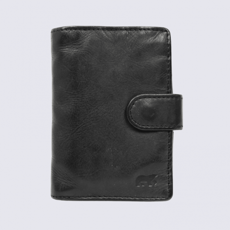 Mini portefeuille Bear, mini portefeuilles intelligent en cuir noir