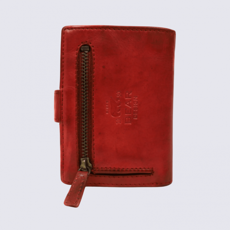 Mini portefeuille Bear, mini portefeuilles intelligent en cuir rouge