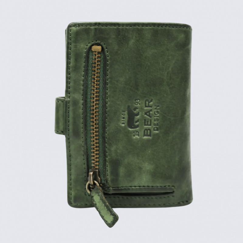 Mini portefeuille Bear, mini portefeuilles intelligent en cuir vert