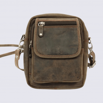 Sac à bandoulière Bear, sac bandoulière unisexe en cuir brun